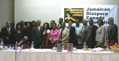 Governor General, His Excellency the Most Hon. Professor Kenneth Hall (sixth left) with speakers and attendees at the first Future Leadership Conference organized by the Jamaican Diaspora Canada Foundation in Toronto, Canada, recently.