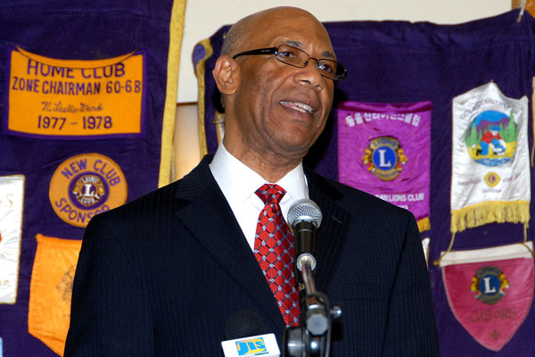 Governor-General, His Excellency, the Most Hon. Dr. Patrick Allen, addresses the weekly meeting of the Lion's Club of Kingston at the Jamaica Pegasus Hotel on Wednesday (March 4), during which he officially launched the organization's activities to mark March as White Cane Month.