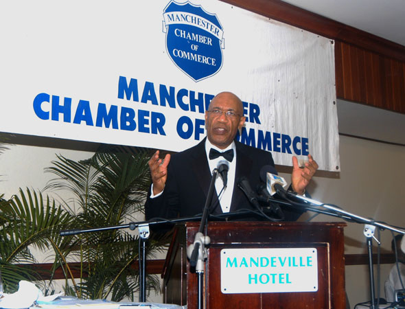 Governor-General, His Excellency the Most Hon. Sir Patrick Allen, delivers the keynote address at the Manchester Chamber of Commerce fund-raising dinner on Saturday, August 29, at the Mandeville Hotel, Manchester.