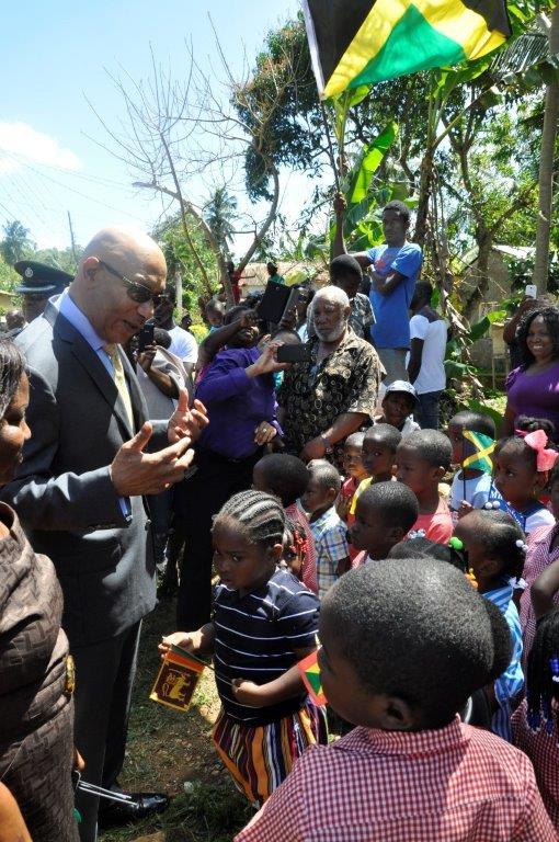 Member of the Duanvale Community including students at the nearby Basic school caqme out to seen His Excellency The Governor-General on the ocosion of his vist to Ms. Vioris Brown on March 9, 2017.