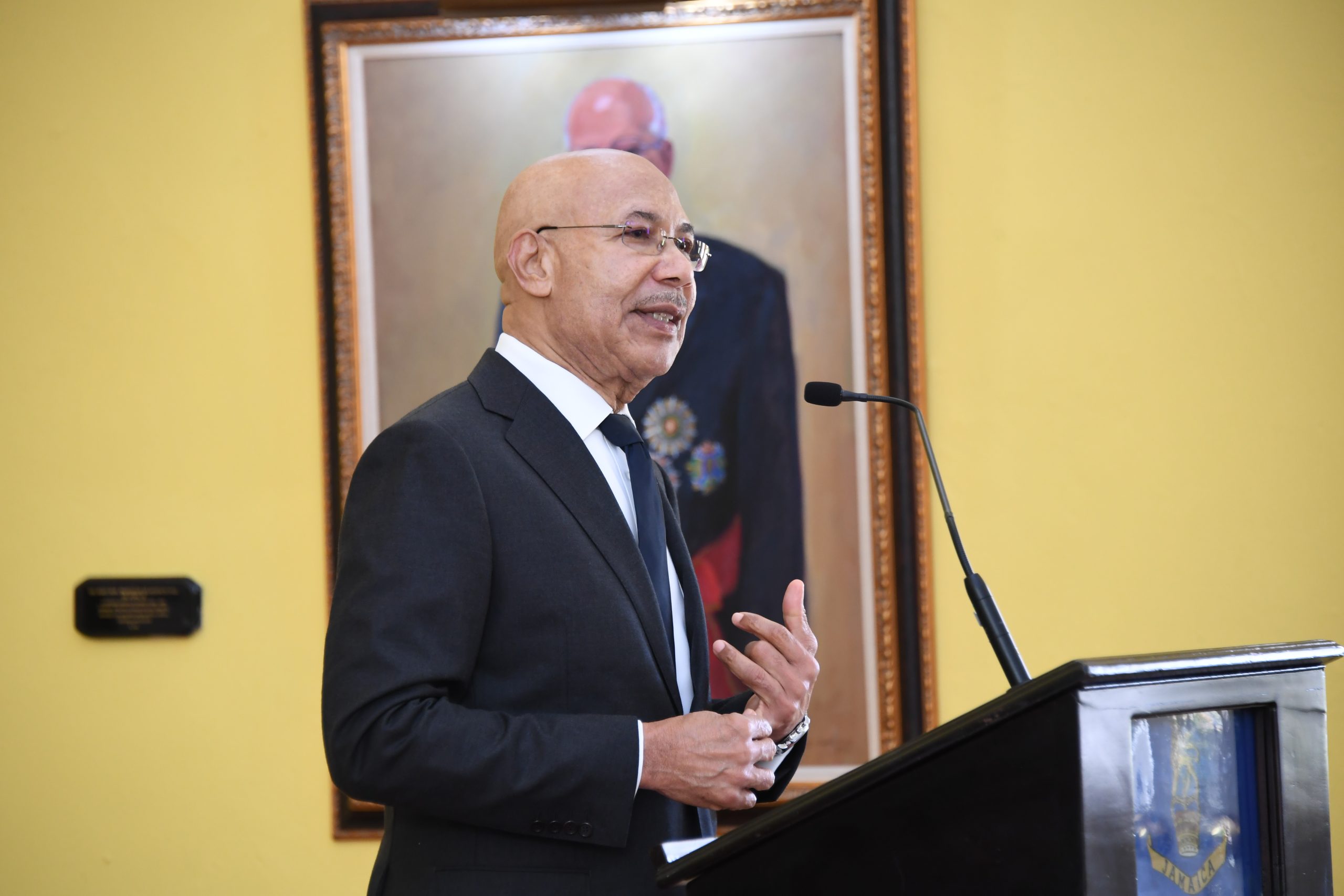 His Excellency Sir Patrick Allen gives remarks at the sweraing-in ceremony (Easter Term)